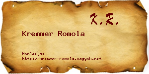 Kremmer Romola névjegykártya